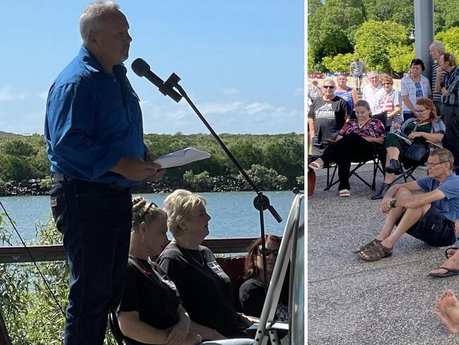 Mirani MP Stephen Andrew was the star speaker at the Blue Water Quay in a rally against the introduction of a digital ID.