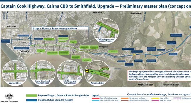 The public is being asked to provide feedback on the newly released preliminary master plan for upgrades on the Captain Cook Highway between the Cairns CBD and Smithfield. Picture: TMR