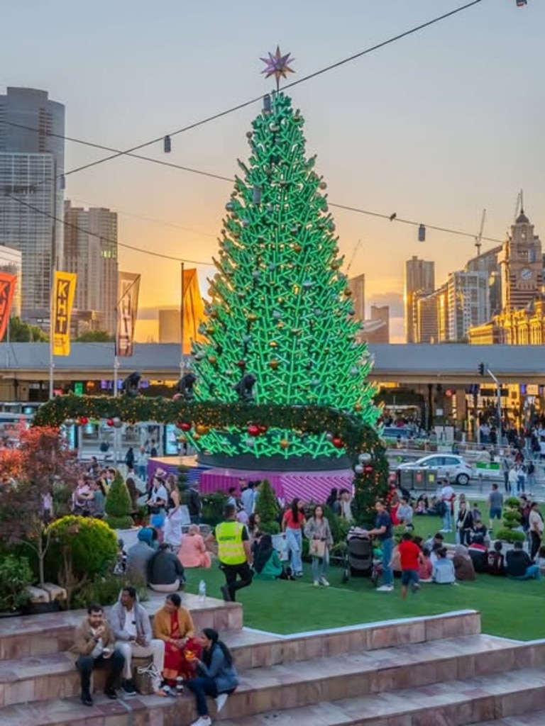 The Christmas tree at Federation Square, Victoria. Picture: City of Melbourne