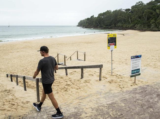 Hopefully never again - this was the Covid-induced scene on Noosa Main beach as the pandemic shutouts kept away the crowds.