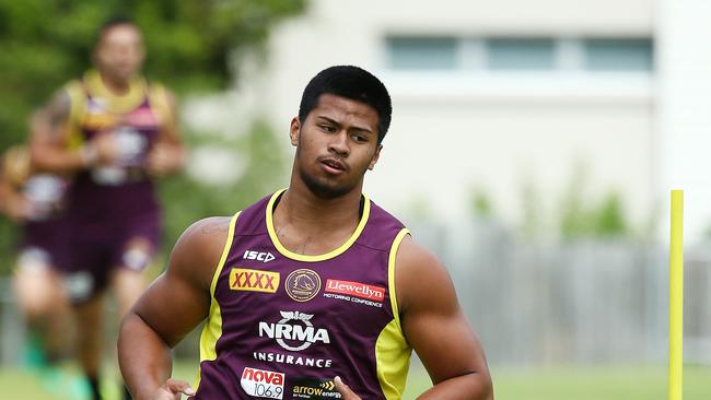 Payne Haas, Brisbane Broncos training, Purtell Park, Bardon. Photographer: Liam Kidston.