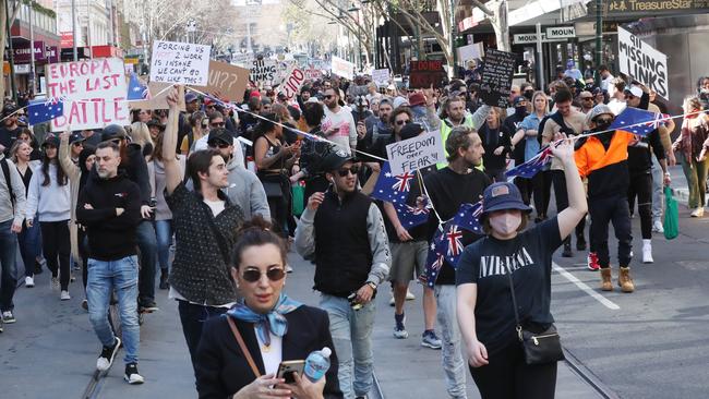 Police are bracing for yet another anti-lockdown protest. Picture: David Crosling