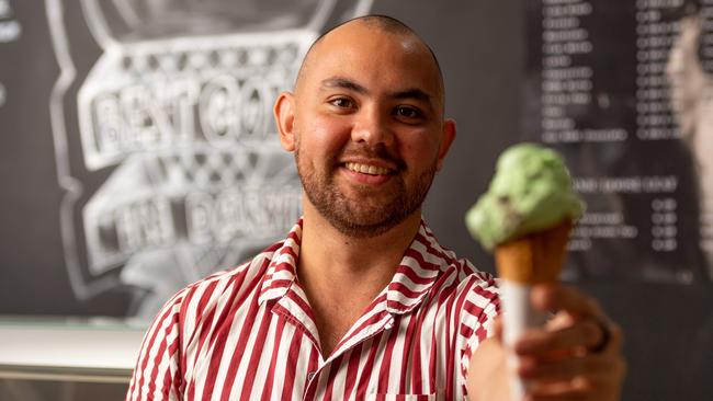 John Koenig from Johnn Johnn’s is offering free ice cream and coffee to those who have lost their jobs due to the coronavirus pandemic. Picture: Che Chorley