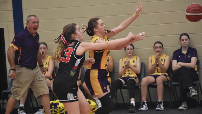 Basketball Queensland under-14 girls state championships, Division 2, Southern District Titans versus South West Metro Pirates at CQUniversity in Rockhampton on June 30, 2024.