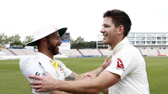 Tim Paine with Matthew Wade during last year’s Ashes Tour of England. Picture: Ryan Pierse/Getty Images