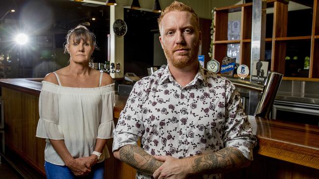 The Wallaby Hotel manager Mark Westaway with staff member Michelle Slattery. Picture: Jerad Williams