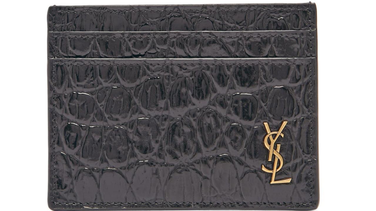 SAINT LAURENT YSL-plaque crocodile-embossed leather cardholder $420