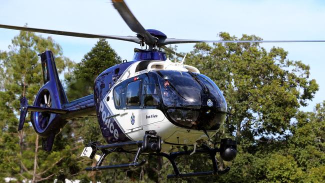 The Queensland Police Service Polair chopper Brett A Forte pictured at Chermside in April 2023. Picture: David Clark.