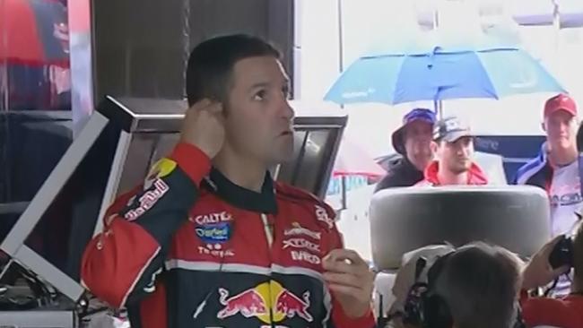 Bathurst 1000 Channel 10 screen grab. Jamie Whincup gets ready to take over from co-driver Paul Dumbrell
