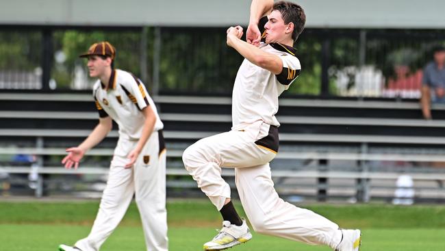 Padua bowler Cameron Plackett bowling - he scored 71 on Saturday as well.. Picture, John Gass