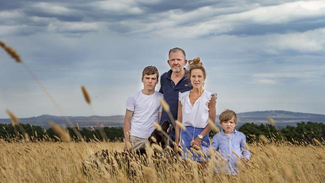 Farmers in Melbourne’s Green Wedge zone, such as Randall Gerkens and Anne-Maree McCormick, and their family, are concerned their building permit rights are about to be trampled. Picture: Zoe Phillips