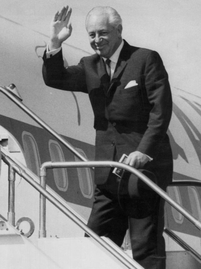 Harold Holt as he boarded a flight.