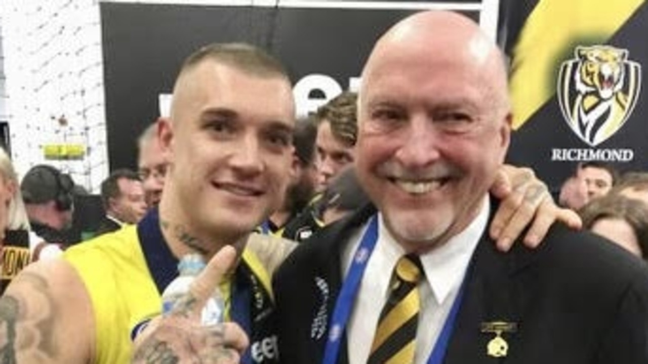 Dustin Martin &amp; Rex Hunt after the 2017 AFL grand final.