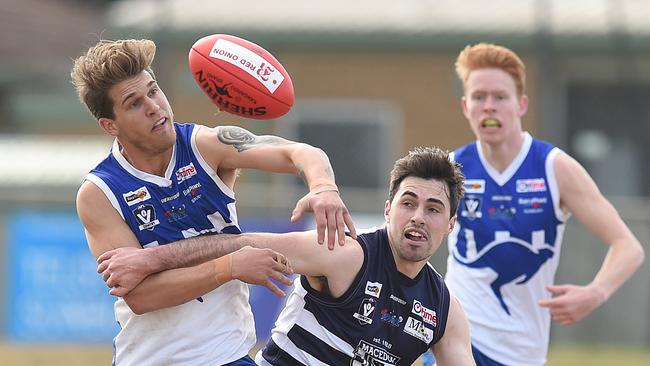 Sunbury Kangaroos do battle with premier Macedon last season.