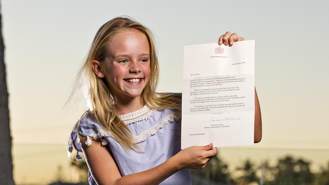 Coralie Bradnam wrote a letter to the queen about the Comm Games and received a response in the mail. Picture: Jerad Williams