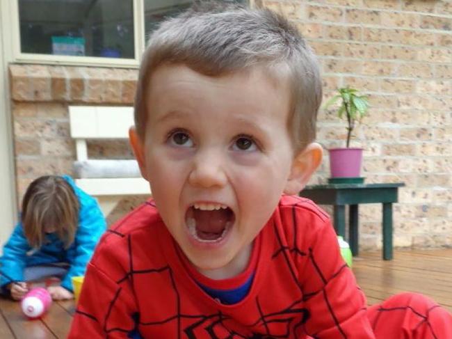 New photo of Missing  boy William Tyrrell wearing  the actual Spiderman suit in which he disappeared in. Exhibit image released by the William tyrrell Inquest. Supplied