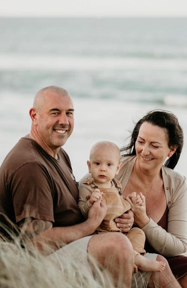 Ehrin "Ezza" Coupe (left) with wife Sarah Coupe (right) and their young son, Sunny (middle). Photo: Oak Tree Road