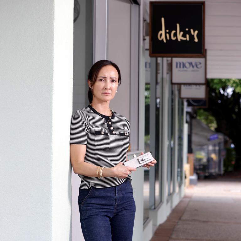 Justine Khoury, owner of Dicki’s, which was targeted by thieves this morning. Picture: Steve Pohlner