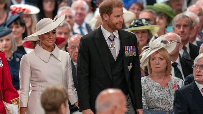 Meghan and Harry at the National Service of Thanksgiving. Picture: Arthur Edwards/AFP