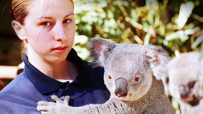 Cherie Watkins and furry friend on July 15, 2003. Picture: Armen Deushian