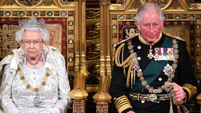 Queen Elizabeth II and Charles at the Palace of Westminster in 2019. Picture: Getty Images