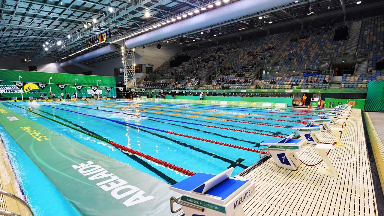 ADELAIDE, AUSTRALIA – JUNE 12: General view of competition pool during warm-ups of the Australian National Olympic Swimming Trials at SA Aquatic &amp; Leisure Centre on June 12, 2021 in Adelaide, Australia. (Photo by Mark Brake/Getty Images)