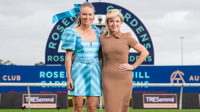 Channel 7 racing analysts Lizzie Jelfs and Kathy O’Hara at Hill Stakes race day at Rosehill Gardens. Picture Thomas Lisson