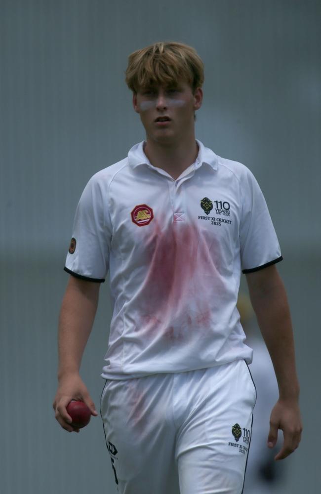 St Laurence’s fast bowler Thomas Vaseo. Photos by Stephen Archer