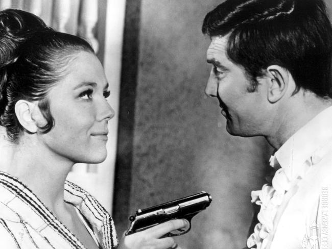 Diana Rigg and George Lazenby in a scene from the Bond film On Her Majesty's Secret Service