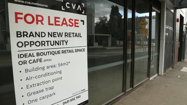 A shop for rent on Nicholson Street in Brunswick last year. Picture: Hamish Blair