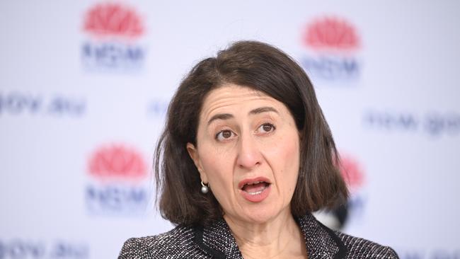 Premier Gladys Berejiklian gives the daily Covid-19 update. Picture: NCA NewsWire/Jeremy Piper