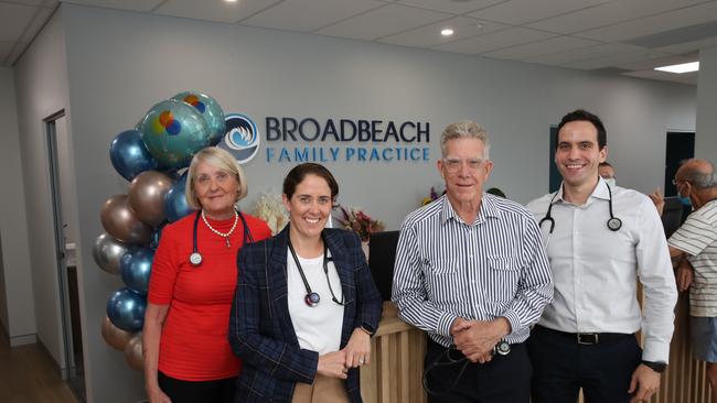 Krista Talbot GP with partners at the Broadbeach Family Practice. The practice was started by her parents Mary and Philip Lever in 1979 and has now moved into new premises at the Qube. Picture Glenn Hampson