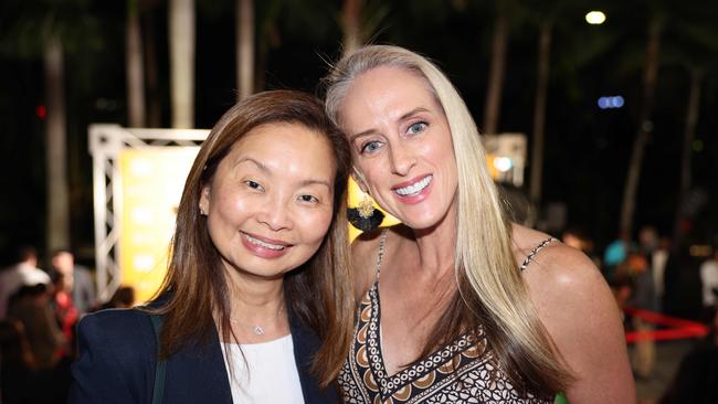 Idy Chan and Kerry Wilkin at the JAFAICAN premiere with Peter Andre at Gold Coast Film Festival at HOTA. Picture, Portia Large.