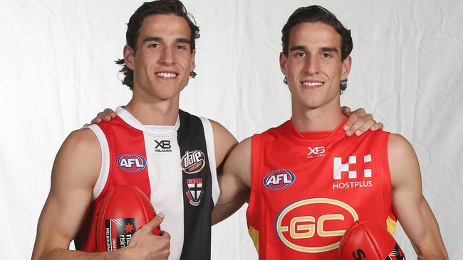 Max (St Kilda) and Ben King (Gold Coast) after being drafted. Picture: Michael Klein