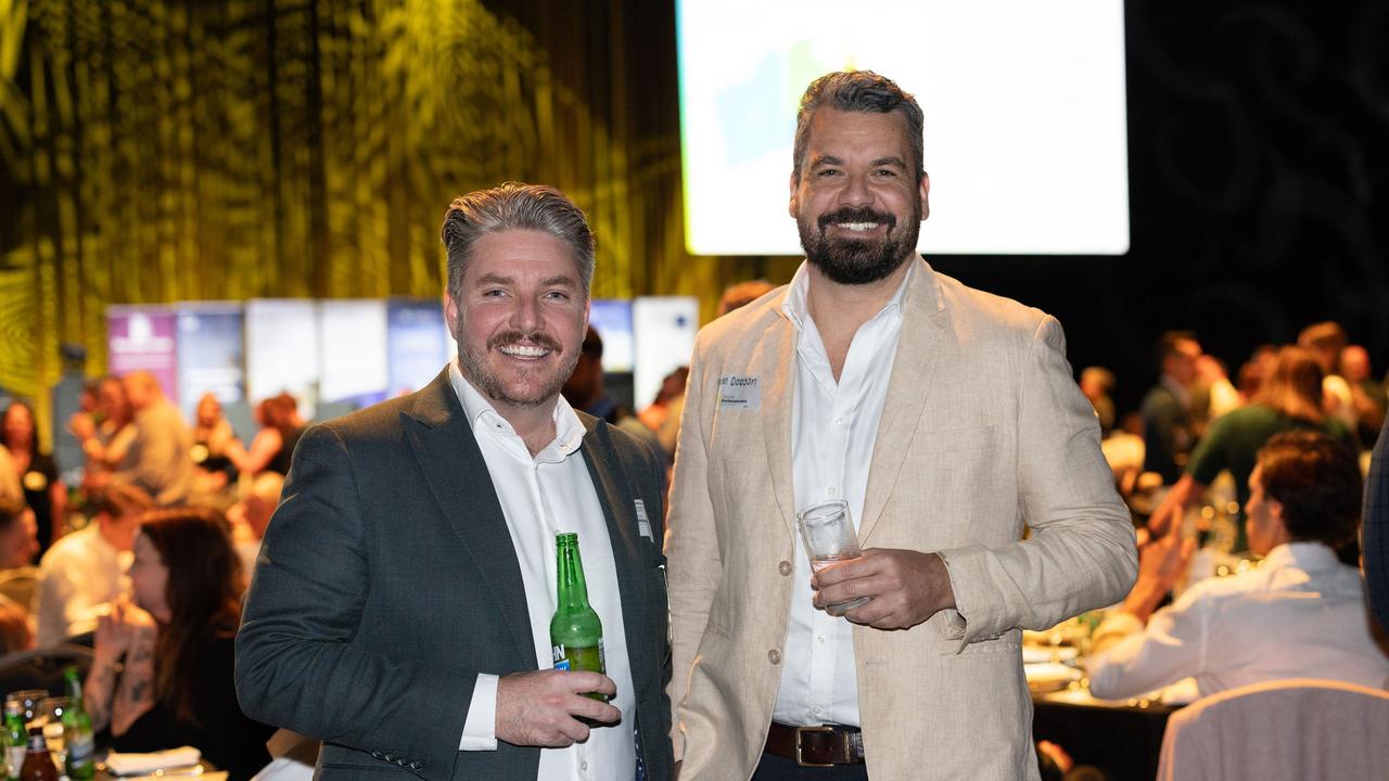 Todd Matheson, Aaron Dobson at the YP Gold Coast City Leaders Forum, 2023. Picture: Celeste Humphrey