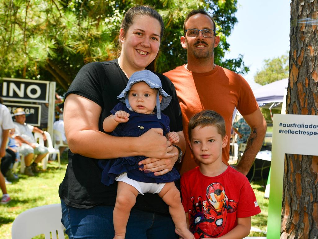 Australia Day at Casino Mini Railway are: Bronwyn and Ezayden Rixon with Aaron and Ilayna Comisari of Casino.