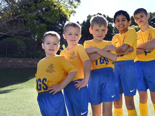 Looking forward to the first games for Toowoomba Grammar School in the Toowoomba Football League are (from left) Peter Donovan, Jack Beresford, James Andersen, Joseph Fernando and Dominic Alexander