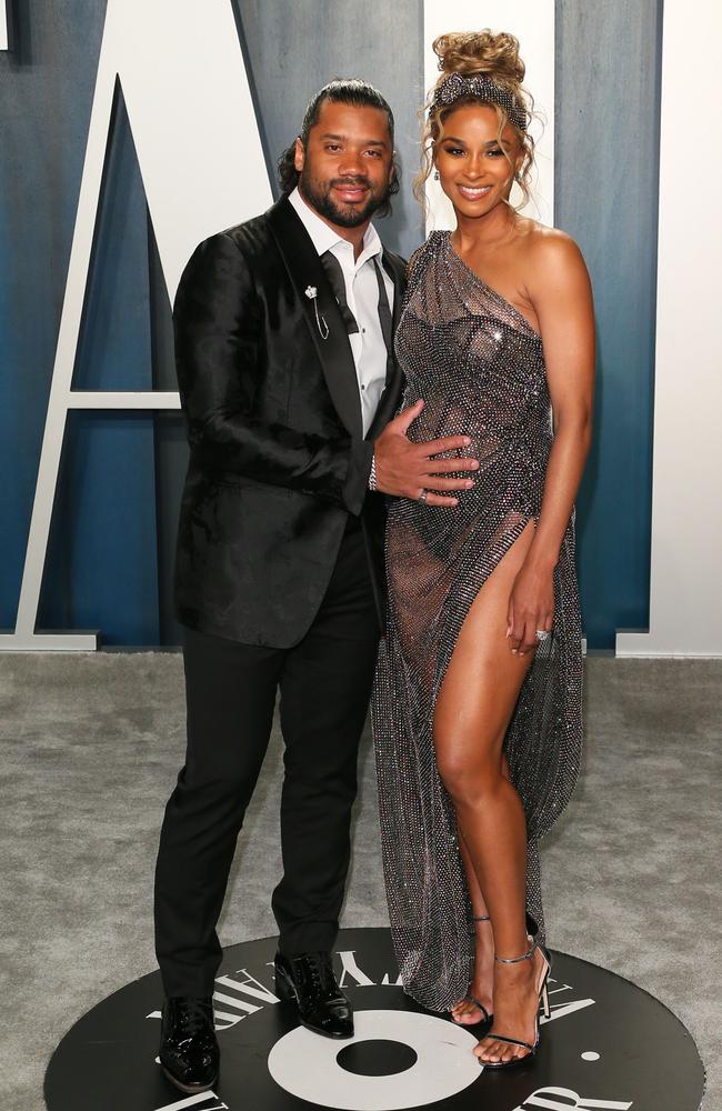 Russell Wilson, Ciara and their bump. Picture: AFP