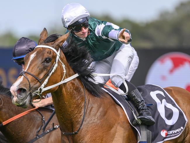 Via Sistina wins the Ranvet Stakes. Picture: Bradley Photos