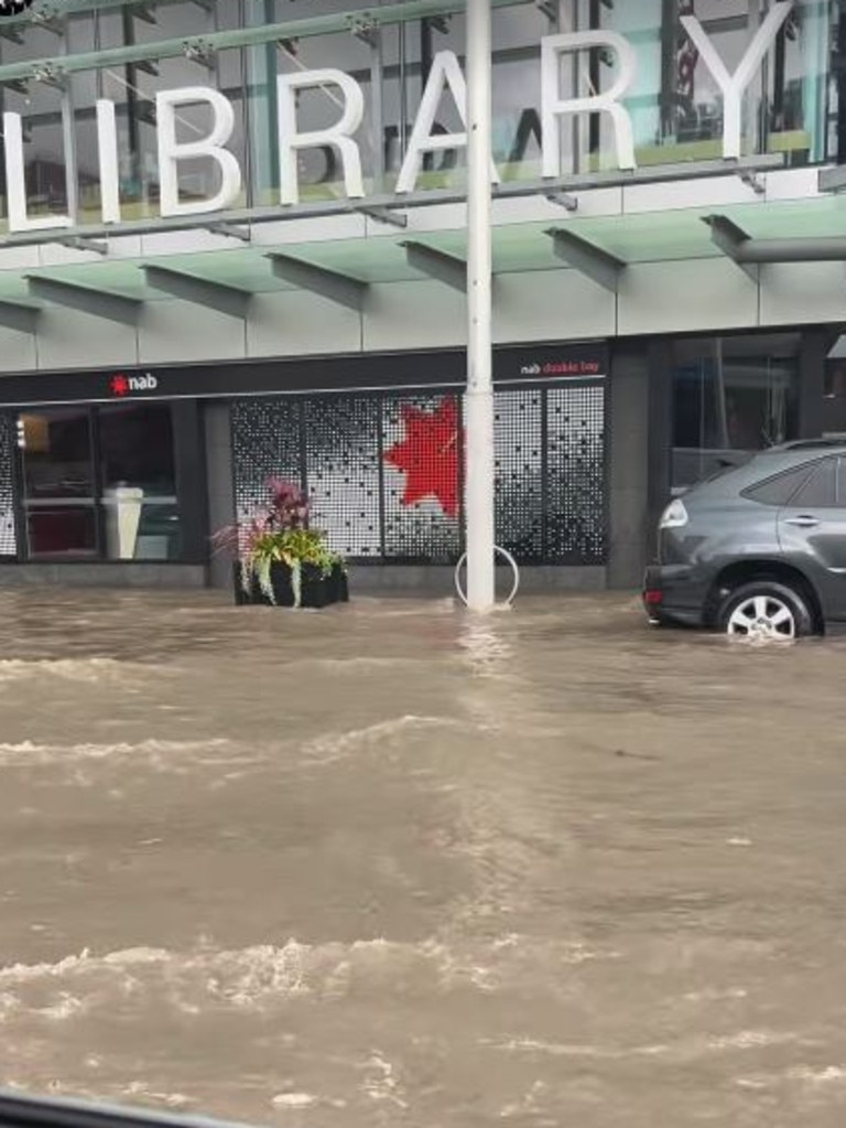 Karl Stefanovic filmed flash flooding in Double Bay on Sunday.