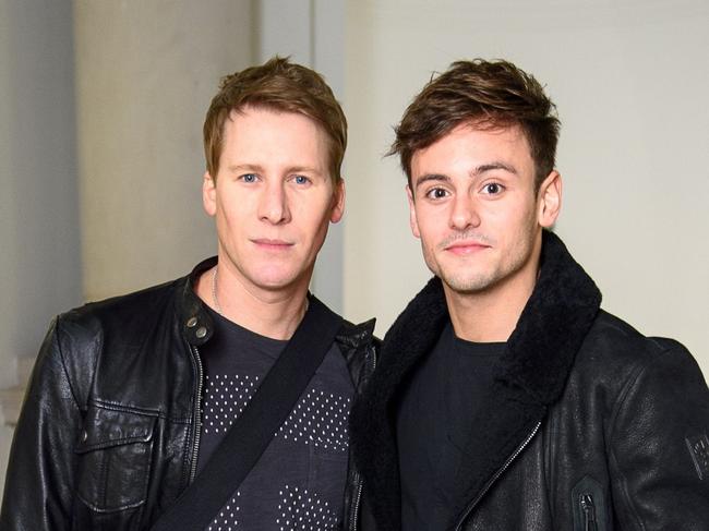 8300970bq - 'David Hockney' exhibition opening reception, Tate Britain, London, UK - 07 Feb 2017Pictured: Dustin Lance Black and Tom DaleyRef: SPL1437089  070217  Picture by: Rex Features / Splash NewsSplash News and PicturesLos Angeles: 310-821-2666New York: 212-619-2666London: 870-934-2666photodesk@splashnews.com