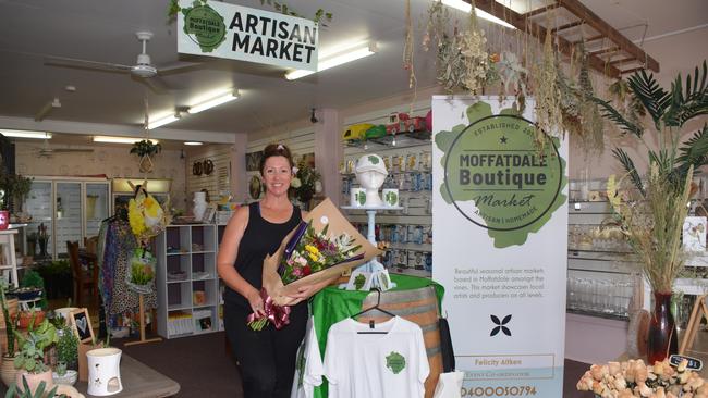 INTO HER OWN HANDS: Despite the shop doors being closed and the markets being cancelled, Felicity Aitken from The Murgon Florist and Moffatdale Boutique Market says both the florist shop and markets are “open” for business …