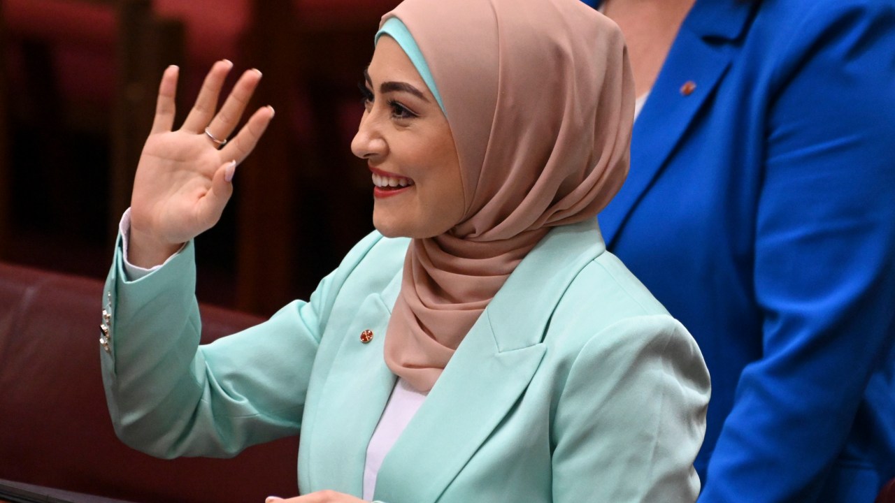 CANBERRA, AUSTRALIA - NewsWire Photos September 06, 2022: Senator Fatima Payman gives her first speech in the Senate at Parliament House in Canberra. Picture: NCA NewsWire / Martin Ollman