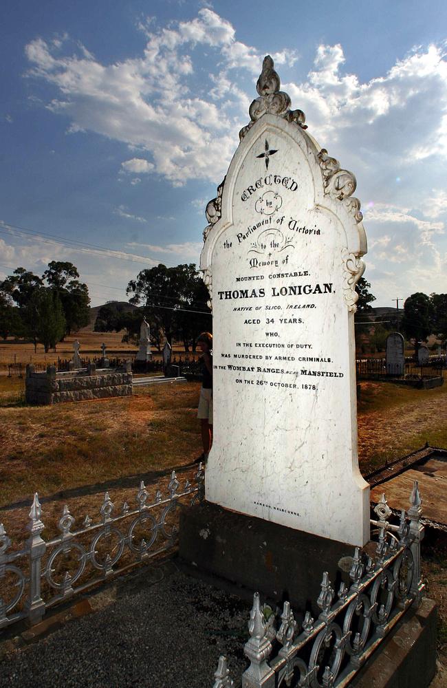 His fears were realised … the grave of Constable Thomas Lonigan, one of the policemen killed by the Kelly Gang at Stringybark Creek.