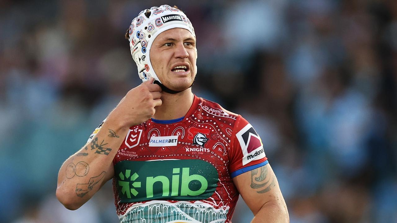 COFFS HARBOUR, AUSTRALIA - MAY 20: Kalyn Ponga of the Knights looks dejected after defeat during the round 12 NRL match between Cronulla Sharks and Newcastle Knights at Coffs Harbour International Stadium on May 20, 2023 in Coffs Harbour, Australia. (Photo by Mark Kolbe/Getty Images)