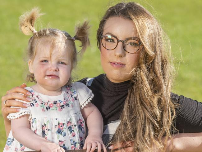 Aley and Isla Fisher. The Melbourne mum is paying back her Buy Now Pay Later debt and is warning others. Picture: Rob Leeson.