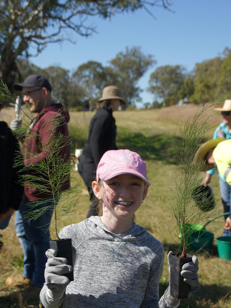 LAND FOR WILDLIFE: Assisting with the planting of the casuarina trees is Clancy Angow.