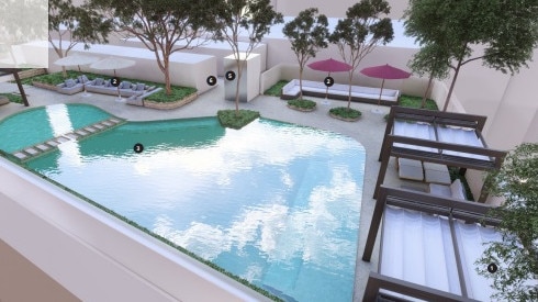 The new development would have communal areas including a swimming pool.