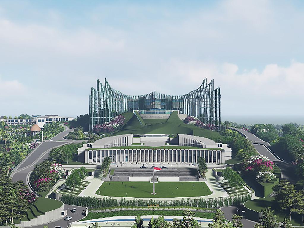 A design illustration of Indonesia's future presidential palace in Nusantara. Picture: Nyoman Nuarta/AFP