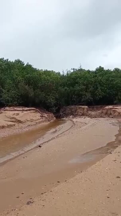 Beach erosion at Urangan in the wake of heavy rain at Hervey Bay.